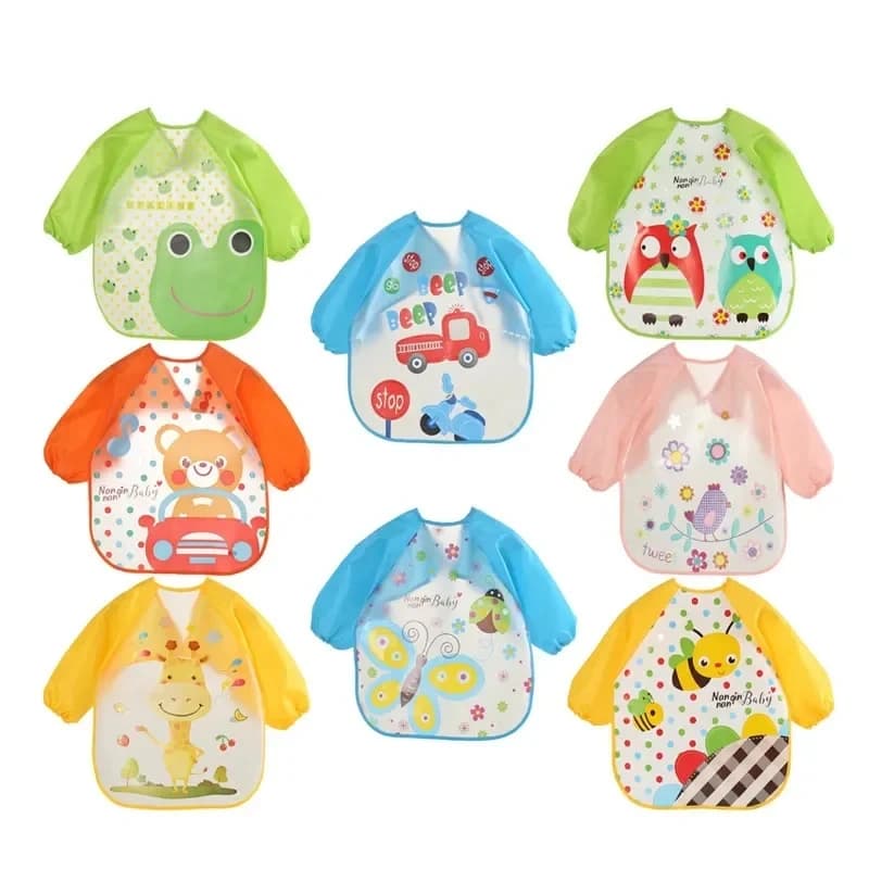 Children's Long Sleeved EVA Waterproof Children's Aprons for Long Sleeved Feeding Children Eating Chest Scarf Baby Clothing