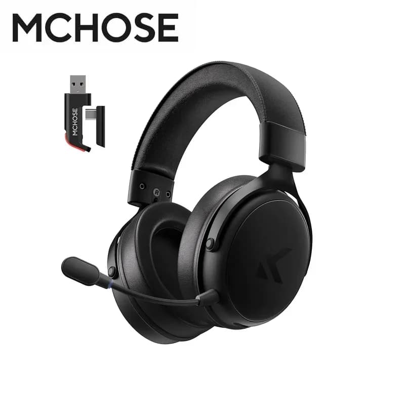 Cuffie Bluetooth Wireless MCHOSE V9 Pro con Microfono Tri-Mode, Riduzione del Rumore, Audio Dinamico e Bassa Latenza, Ideali per Ufficio e Gaming