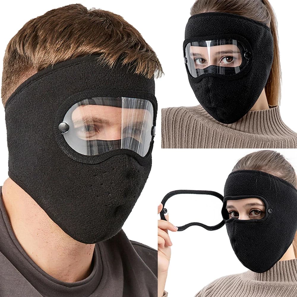 Maschera antipolvere antivento Ciclismo Sci Maschere traspiranti Visiera in pile Cappuccio con occhiali anti-occhiali ad alta definizione Skullies