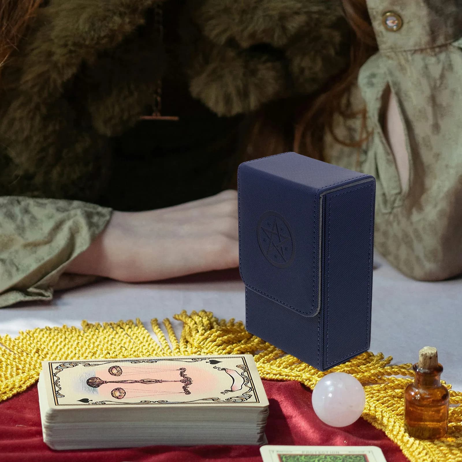 Elegante custodia in PU per carte dei Tarocchi con coperchio, per organizzare carte, giochi e oggetti personali in viaggio