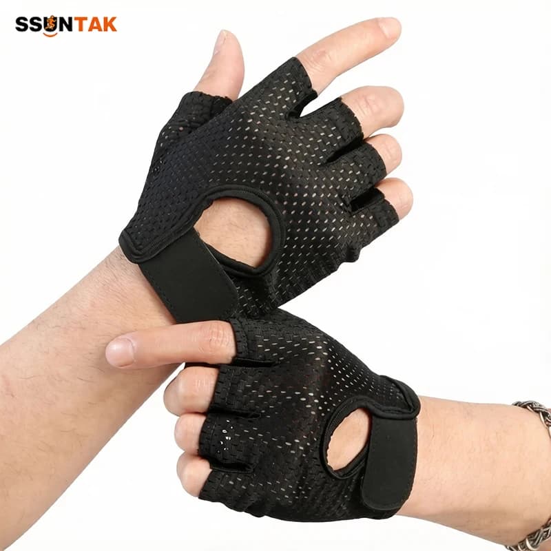 Men and Women's Gym Gloves, Summer Gloves Half-Diamonds Breathable Anti-Slip Lifting Pads, Cycling, Yoga, Sports and Open Training
