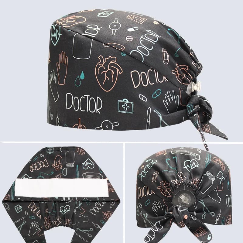 Berretti Scrub Unisex senza sbiadimento cappelli per infermieri medici cappello per salone di bellezza con cinghie posteriori per cravatta cappellini per Scrub per dentisti accessori per l'allattamento