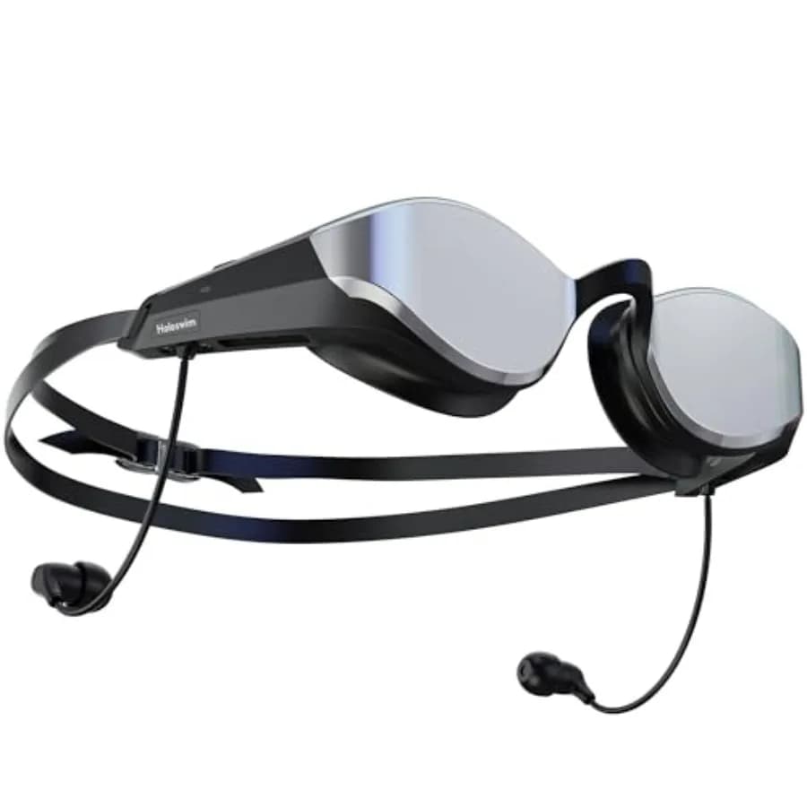 Occhiali da Nuoto Intelligenti SollaWave AI con Musica, Feedback Vocale in Tempo Reale + Lettore MP3 da 4GB, Tracciamento del Movimento a 9 Assi