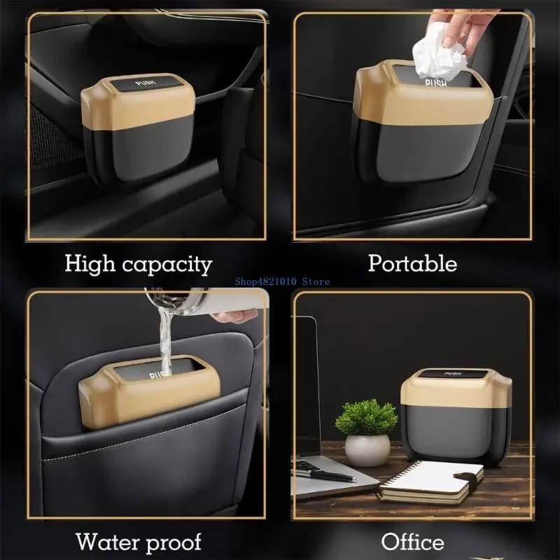T3LF Universalmente Cestino per auto Casella organizzatore con coperchio push e immondizia