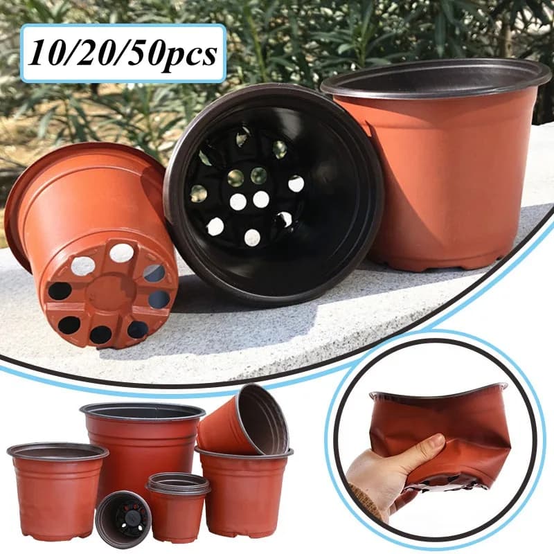 10/20/50PCS Plant Vivary Seeds Vase of Plastic Jar Flower Plant Plants Plants Soil Vase 9/12/15/17/21cm