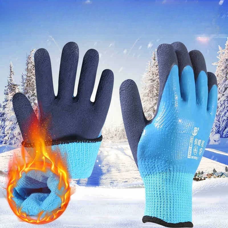 Guanti in lattice di gomma resistenti all'usura per celle frigorifere da lavoro impermeabili a presa totale foderati per -40 ° C Protezione dal freddo