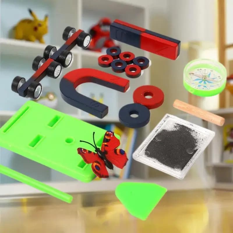 Kids Science Experiment Kit - Educational STEM Physics Magnet Set with Bar, Ring, Horseshoe, and U Shape Magnets
