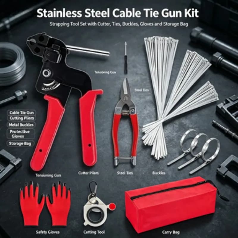 Manual Stainless Steel Cable Tie Tool Integrated Tensioner Cutter Zip Tie Tightening Cutting Pliers For Wire Cable Bundling