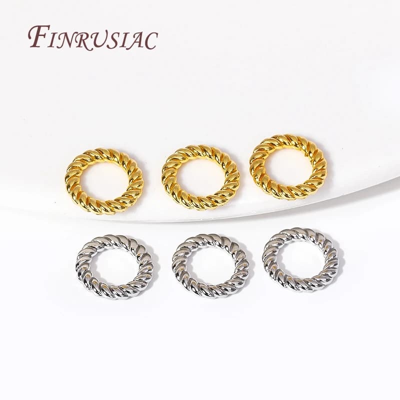 Connettori ad anello chiuso stile twist rotondo in metallo placcato oro 18 carati per accessori per la creazione di gioielli fai-da-te