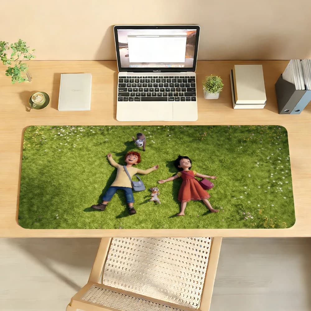 Tappetino per mouse Movie Heidi Rescue Of The Lynx, antiscivolo, con bordo bloccabile, accessori per PC portatile, tastiera da ufficio in gomma, tappetino da scrivania XXL