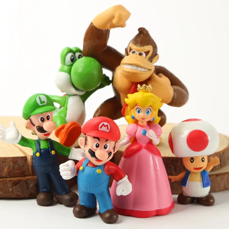 6 bambole di dinosauro Mario SuperMario, modelli fatti a mano, decorazioni per torte