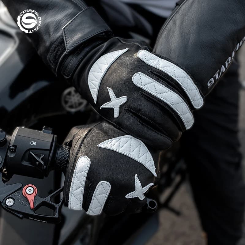 SFK New Motorcycle Gloves Genuine Goatskin Leather Gloves Summer Breathable Non-slip Wear-resistant Full Finger Riding Equipment