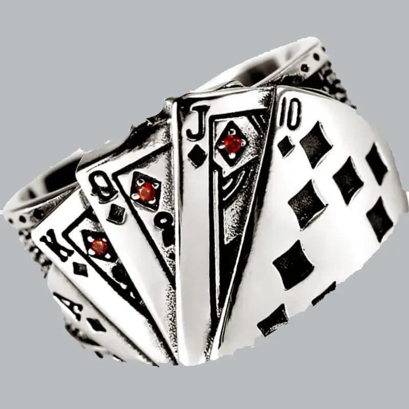 Cool Hip Hop Anelli di apertura vintage Donna Uomo Carta da gioco Dito Acciaio inossidabile Anello da poker fortunato Regali di gioielli per feste di moda