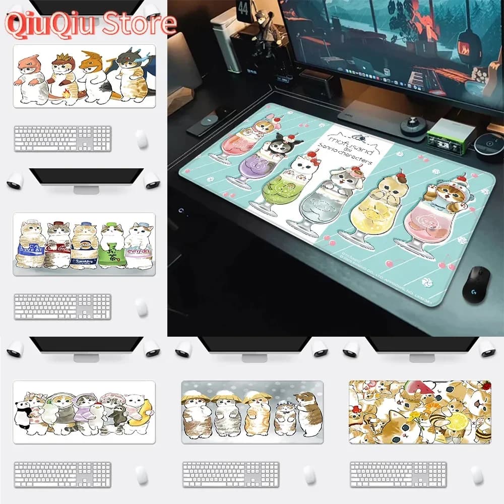 Simpatico gatto mofusand Mousepad Stampa HD Giocatori di computer Bordo di bloccaggio Tappetino per mouse antiscivolo XXL90x40cm Tastiera PC Tappetino da scrivania