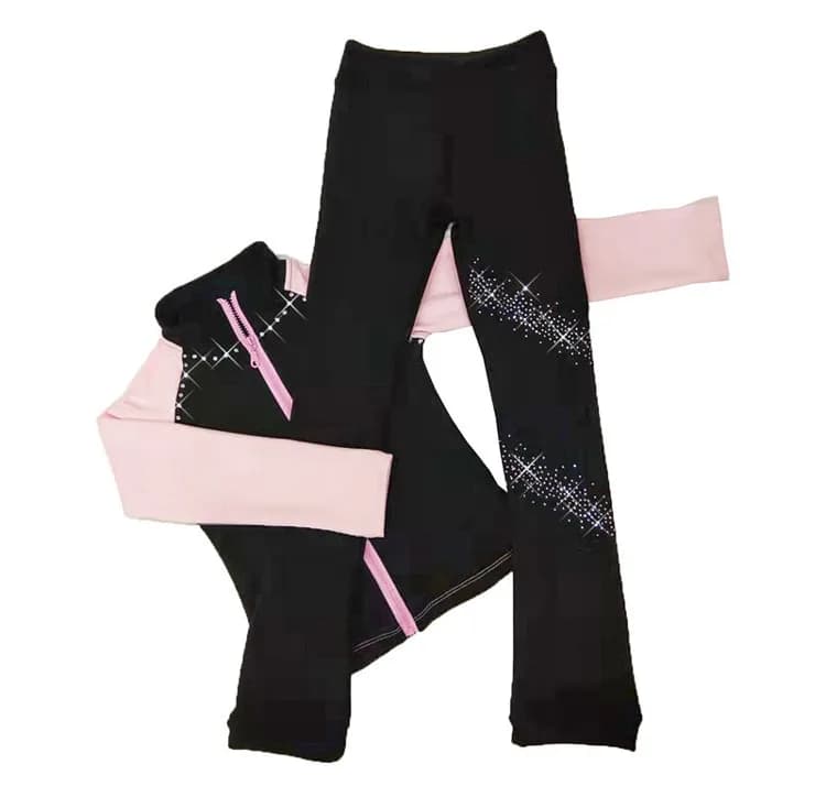 Abbigliamento in velluto per pattinaggio artistico per bambini, pantaloni da allenamento su ghiaccio ispessiti, abbigliamento per spettacoli autunnali e invernali per ragazze e adulti