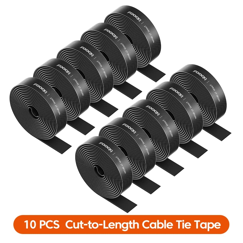 Toocki Cable Organizer 1-10Pcs Cut-to-Length Hook and Loop Ties Wire Winder Cable Management for Phone Laptop Mouse Cord Storage