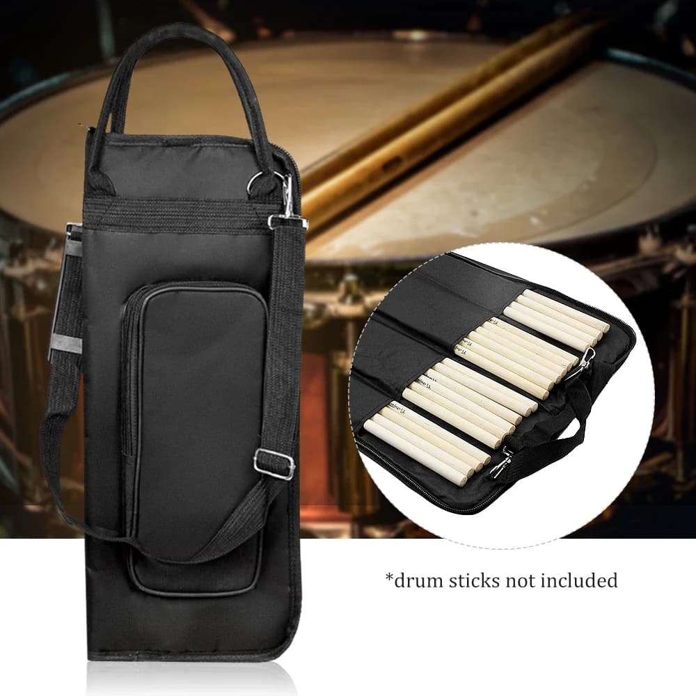 Bacchette per batteria resistenti all'acqua 600D Gig Bag Tessuto Oxford Pratica tracolla con impugnatura Tasca imbottita in cotone da 5 mm
