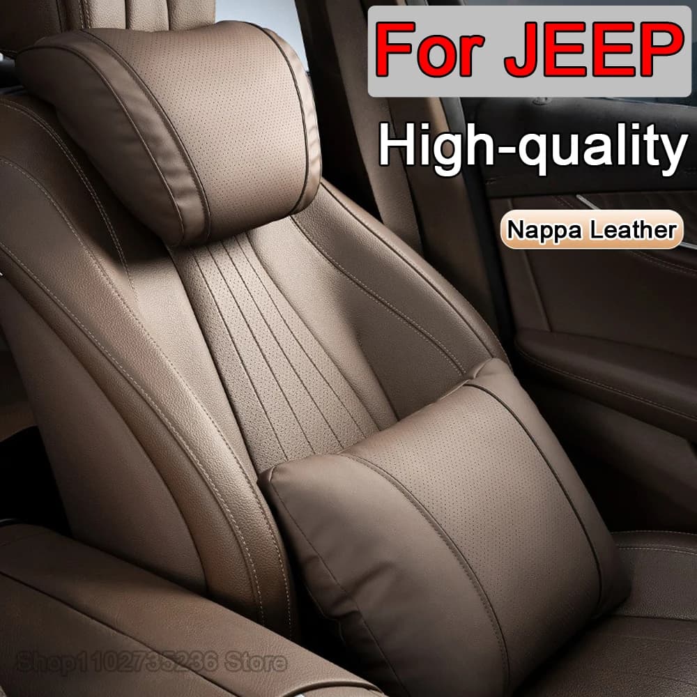 Car Headrest Nappa leather Neck Pillows Seat Support Waist Pillow For JEEP Renegade Patriot Compass Wrangler Grand Accessories