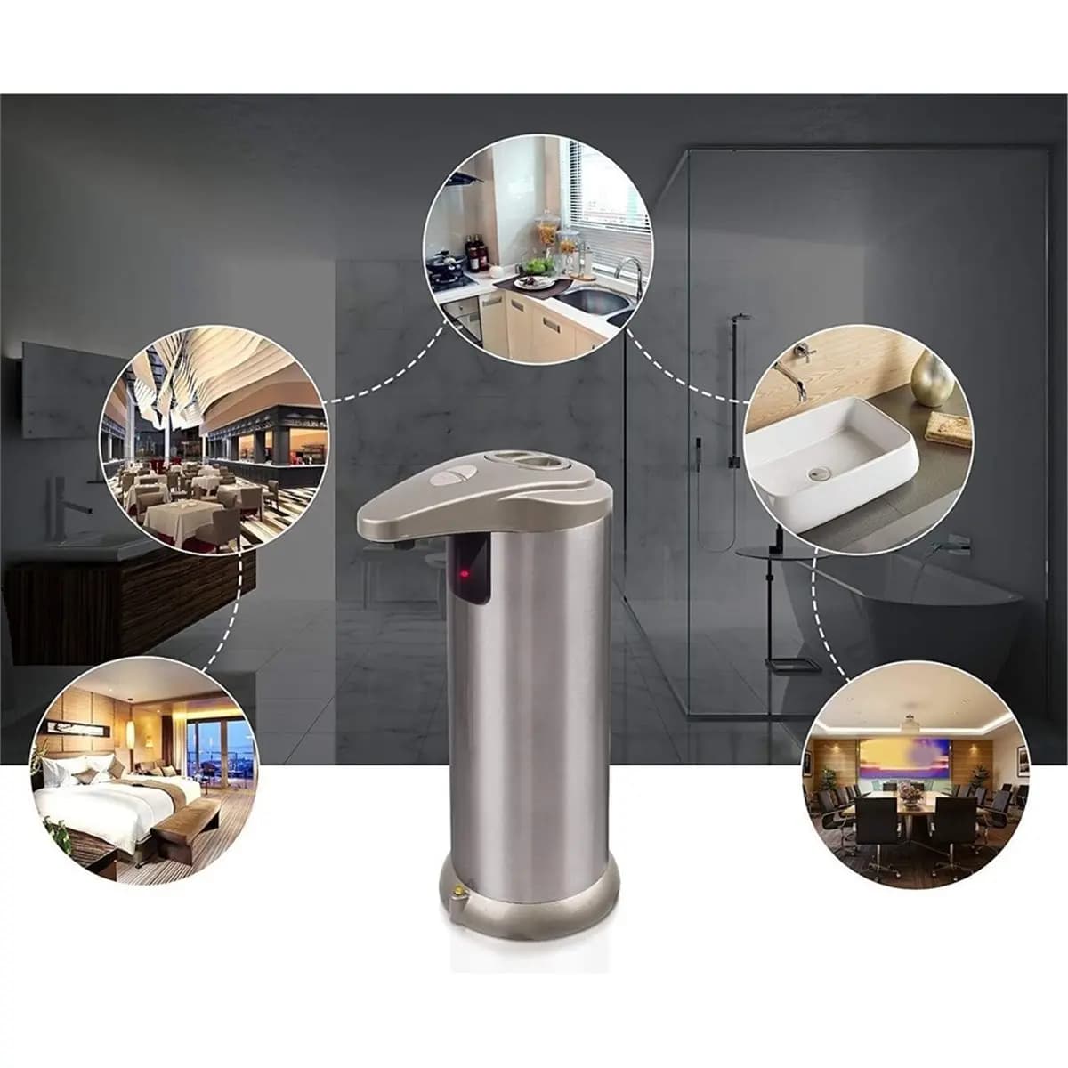 Automatic Soap Dispenser with Motion Sensor, Touchless Stainless Steel Liquid Soap Dispenser for Kitchen & Bathroom