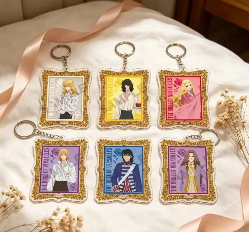 The Rose Of Versailles 6cm Picture Frame Keychain Emilia Beatrice Keyring Natsuki Subaru Acrylic Pendant Keychains Cos Accessory