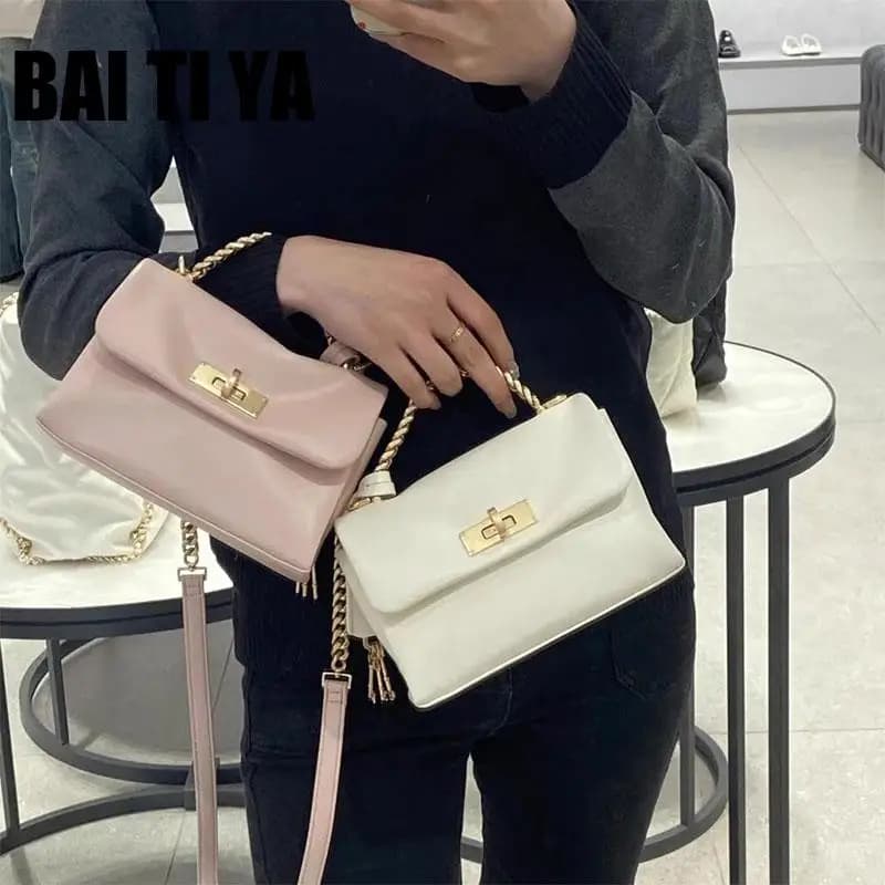 Borsa a Tracolla Casual Ba Ti Ya Primavera 2025, Nuova Borsa da Donna alla Moda in Morbida Pelle PU con Chiusura a Fibbia
