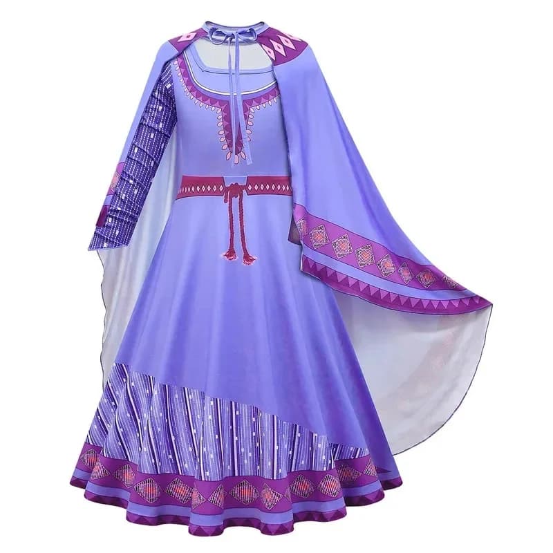 Premium Outfit Movie Wish Princess Fancy Party Dress Black Long Braided Wig Hair Asha Cosplay Halloween Costume