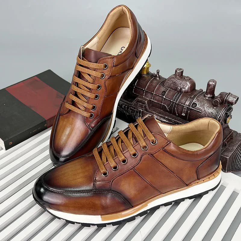 A141 Size 38-45 New Men's Sports Shoes Soft Leather Man Flats Casual Genuine Leather Shoes Man Leather Loafers Comfort Snerkers
