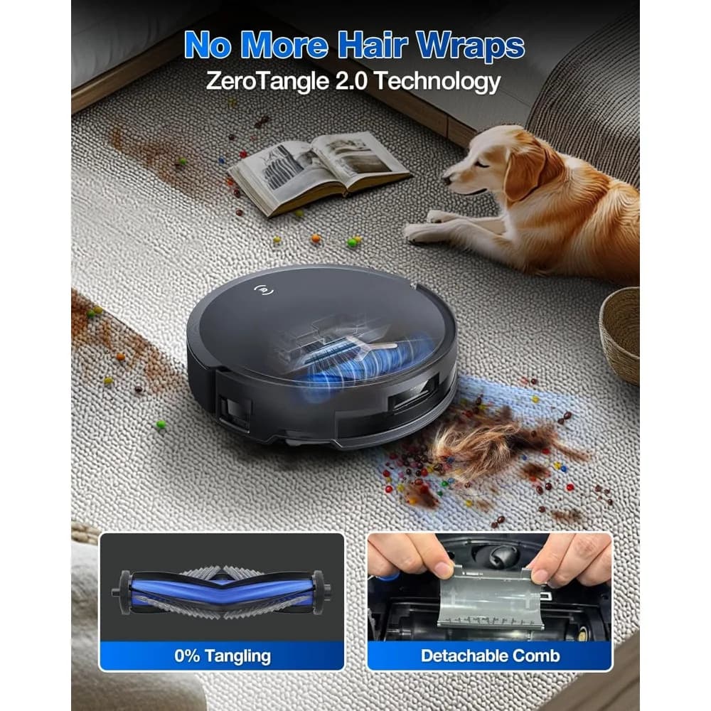 Robot Aspirapolvere e Lavapavimenti Omni 18500Pa con Sollevamento Automatico del Mop, Svuotamento Automatico, Lavaggio e Asciugatura del Mop con Acqua Calda, Ricarica Automatica, ZeroTangle, TruEdge, AIVI 3.0