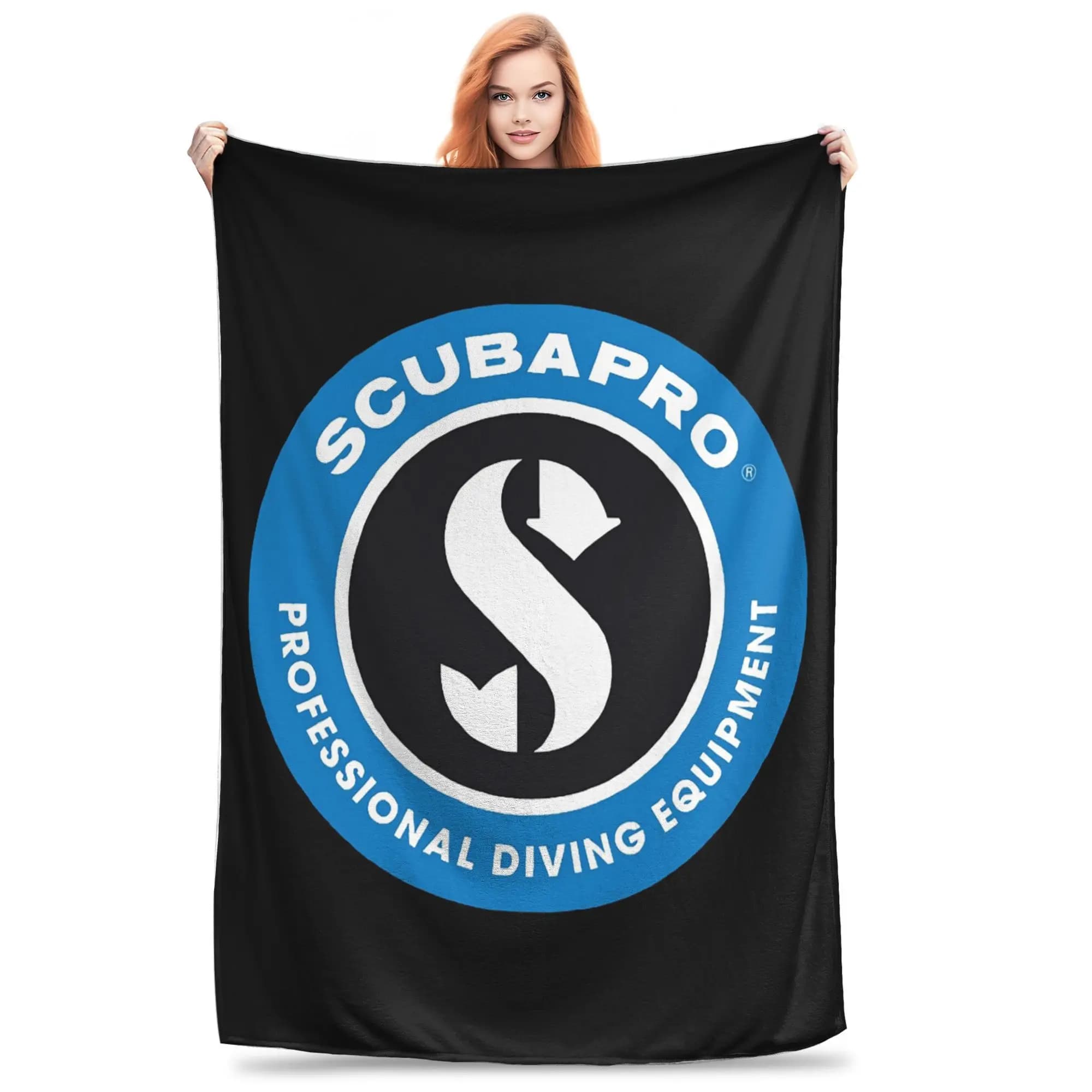 Coperta da tiro in flanella Scubapros Logo per immersioni Coperte calde in peluche Copriletto morbido per letto Soggiorno Divano da viaggio a casa
