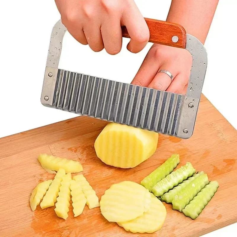 Corrugated knife with wooden handle Stainless steel Potato knife with wolf tooth Potato cutting knife Corrugated knife for potatoes Chopper Kitchen tool