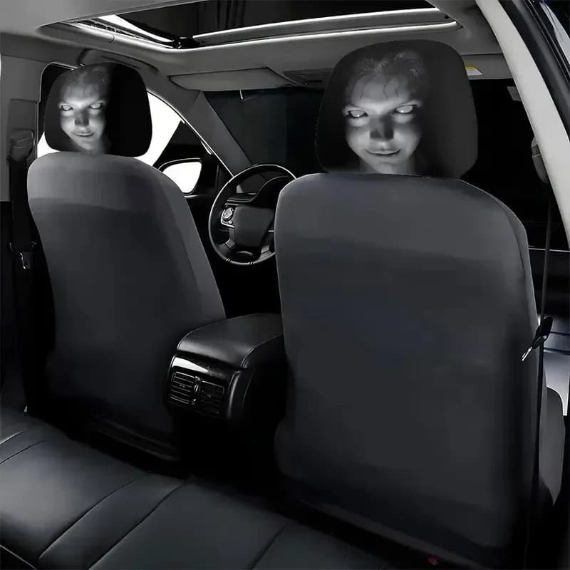 New 1/2Pcs Halloween Horror Face Printing Car Headrest Covers Universal Elastic Car Seat Headrest Cover