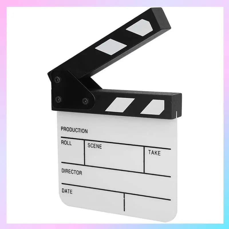 AB25-Action Cut Board,Acrylic Film Clapboard Dry Erase Compact Size TV Film Movie Director Cut Action Scene Clap Board