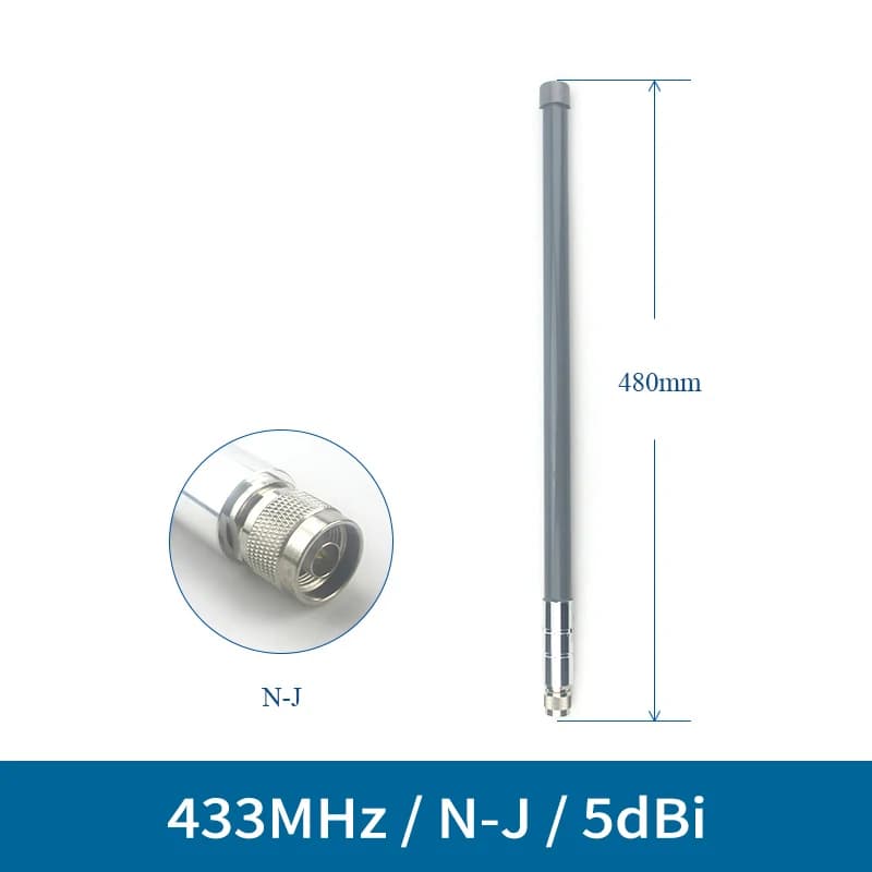 Antenna di Omni della lunga distanza di TX433-BLG-48 di guadagno 5dBi per il Router della stazione Base LoRa 433MHz Wifi Antenna 48cm ricevitore N-J alto