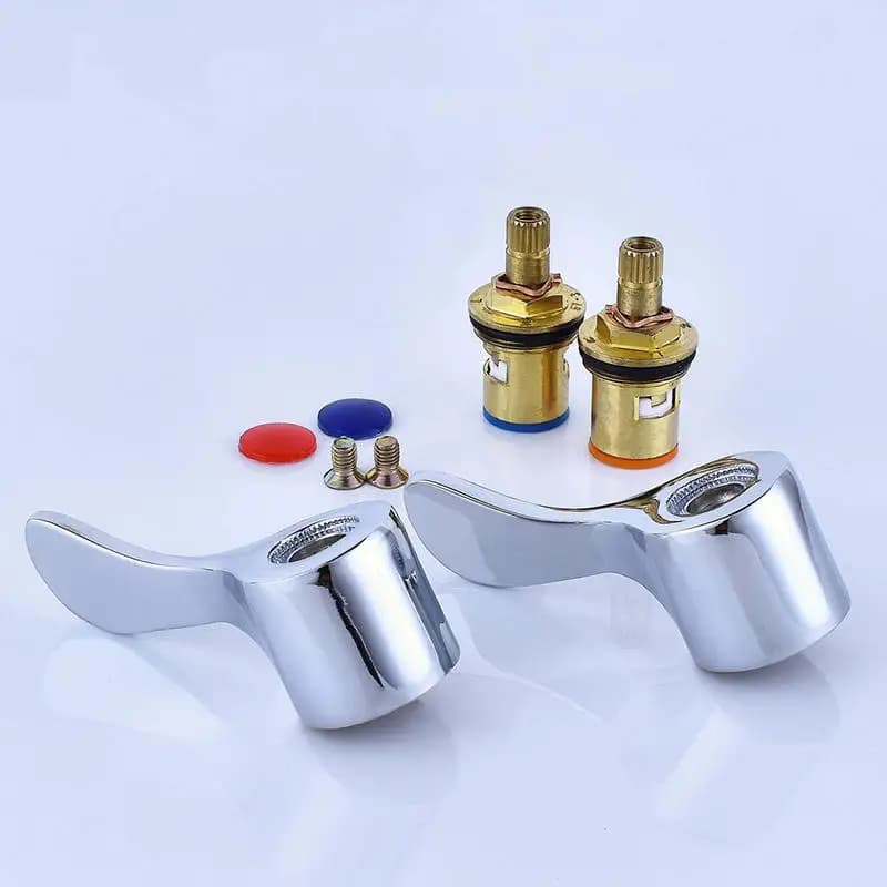 Alloy Faucet Handle & Cartridge Set | Replacement Kit For Tap/Washing Machine/Mop Sink Faucets (Hot/Cold) Kitchen Accessories