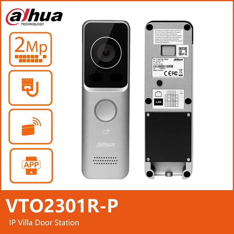 Dahua VTO2301R-P IP Villa Door Station PoE Video Intercom Ultra Slim Camera IR Night Vision Full Digital Card/APP/Indoor Monitor