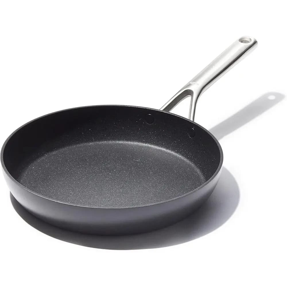 10 Professional Hard Anodized Nonstick Frying Pan, Induction Compatible, Stainless Steel Handles, Diamond Reinforced Coating, Di