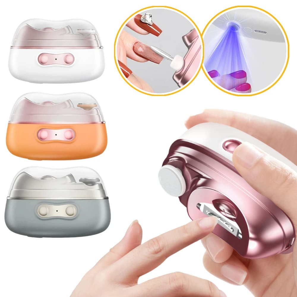 4-in-1 Electric Manicure Set - Automatic Nail Cutters, Lima, UV LED Light Polisher, Pedicure Rechargeable Kit