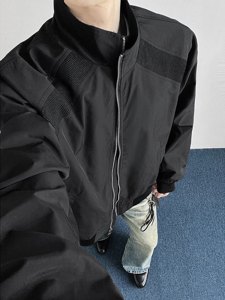 Cleanfit American Style Loose Casual Jacket for Men Spring Season Zipper Decoration Splicing Outerwear Youth Fashion