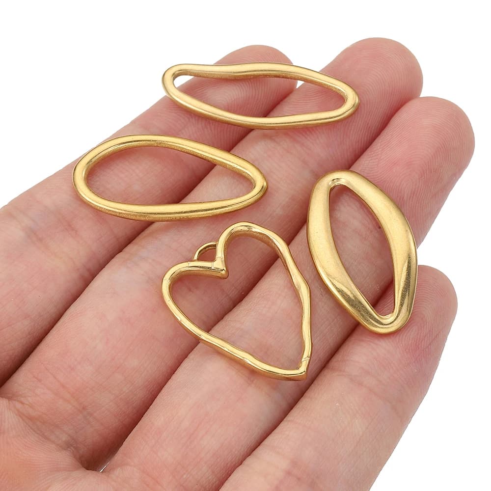 5 pezzi in acciaio inossidabile con castone irregolare, connettori pendenti con ciondoli color oro vuoto per orecchini fai da te, collane, creazione di gioielli