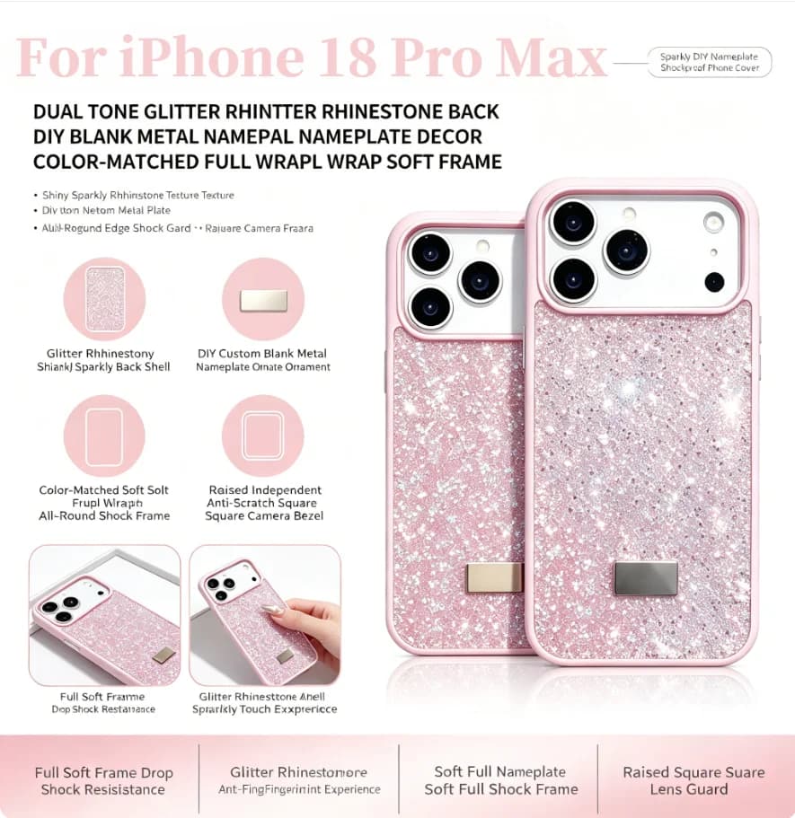Luxurious Dopamine Shiny Glitter Diamond Case For IPhone 18 Pro Max 17E 16E 15 14 Plus 13 12 Glitter Rhinestone Shockproof Cover
