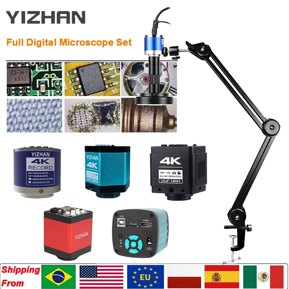 Electronic Digital Microscope Yizhan HD 1080P 4K Ultra 2K HDMI USB Microscope VGA Lente 150X Working Distance 5-100cm with Tripod