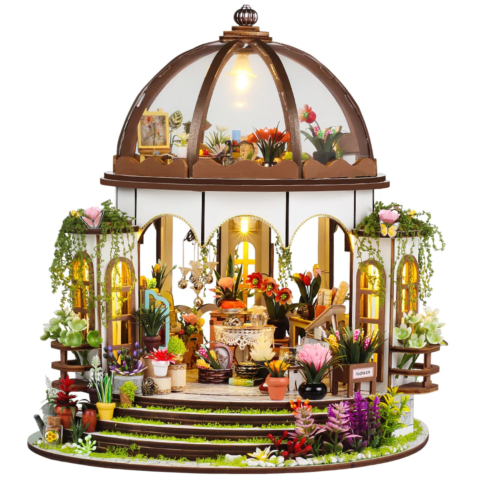 Kit casa delle bambole in miniatura fai-da-te 1:24 scala 3D Puzzle Assembly Building Toys w LED Light e mobili mobili fatti a mano case delle bambole