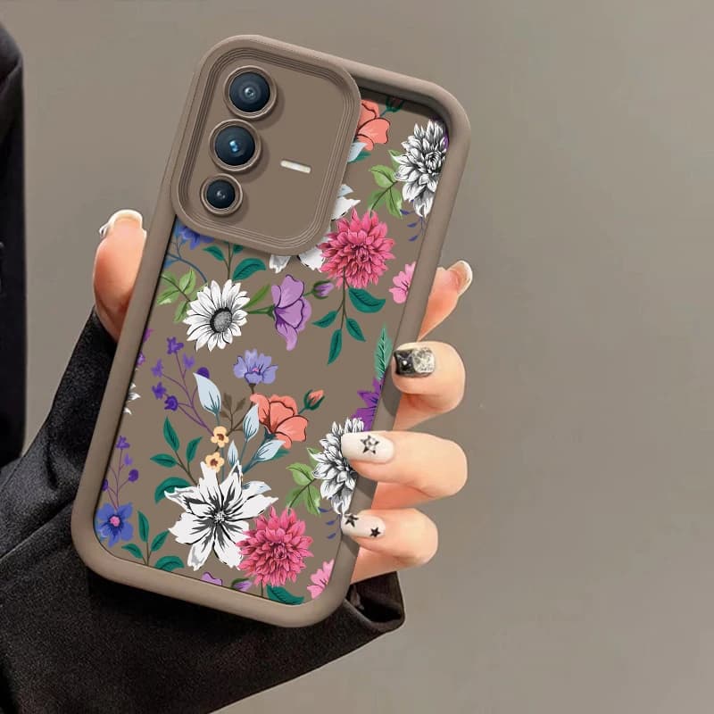 Custodia Morbida Opaca per Telefono Vivo X200 FE X100S Pro, Cover Antiurto in Silicone per Vivo X80 X70 Pro X100 X90S con Motivo Floreale
