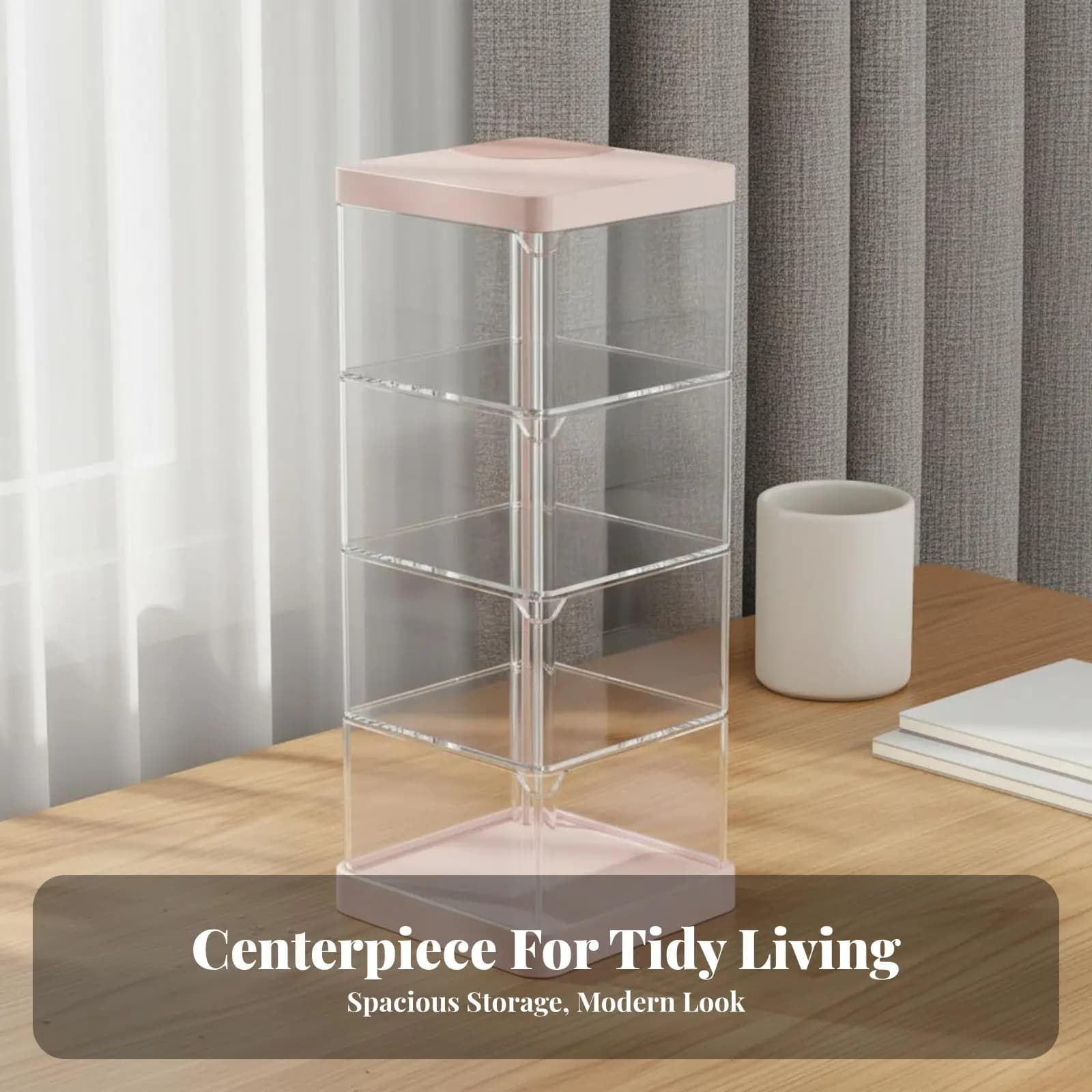 3 Level Transparent Box Organizer, High Transparency Figure Showcase for Collectors