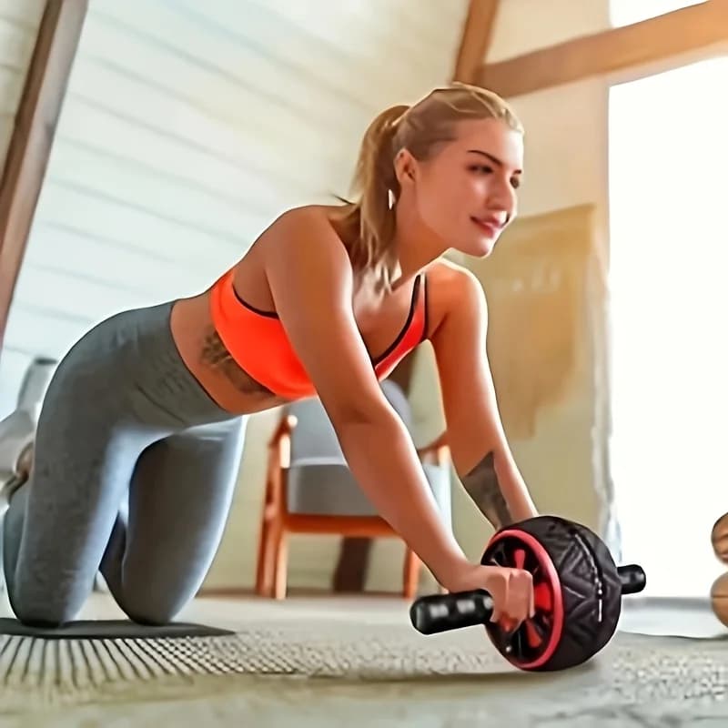 Ab Roller Wheel with Non-Slip Handles, Portable Core Strength Trainer for Abs, Arms, Chest & Home Gym Workouts