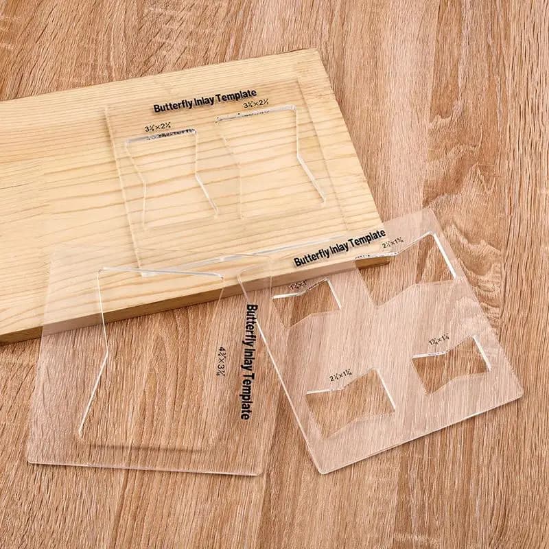 Kit di maschere per modelli di router con papillon 3X Strumento per parti di intarsio per router in acrilico Misure trasparenti contrassegnate Chiaramente per migliorare i progetti
