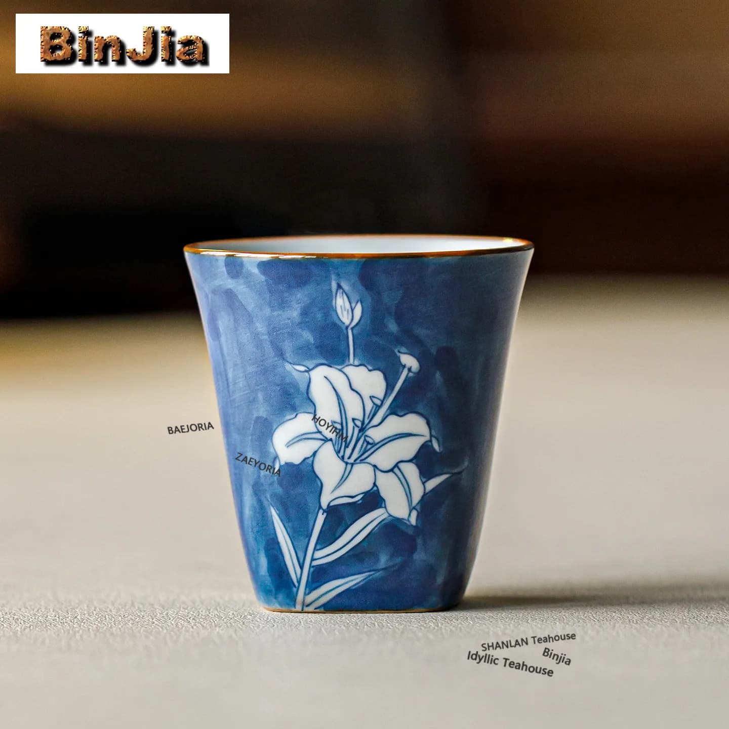 50ml Hand-painted Pomegranate Flower Teacup Retro Tea Bowl Mug Tea-tasting Smelling Cup Jianzhan Master Cups For Tea Ornaments