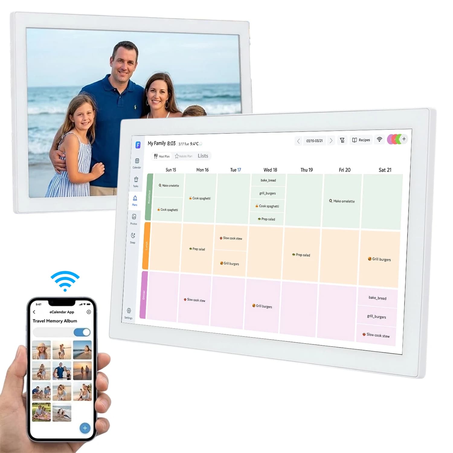 Digital Calendar 10.1" Smart Calendar 1080P Interactive Touchscreen Electronic Calendar for Family Schedules Digital Photo Frame