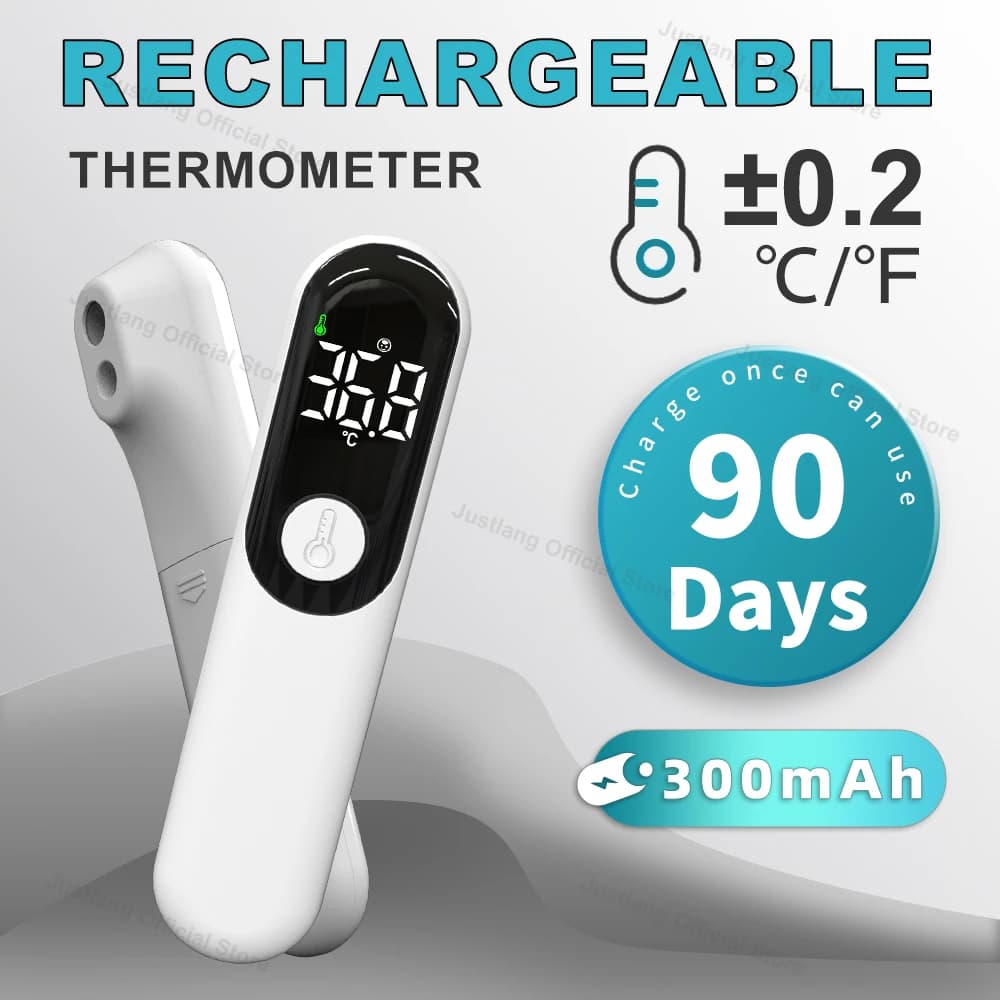 JUSTLANG Rechargeable Thermometer LED Front Digital Infrared Medical Thermometer Body temperature Fever for adult child