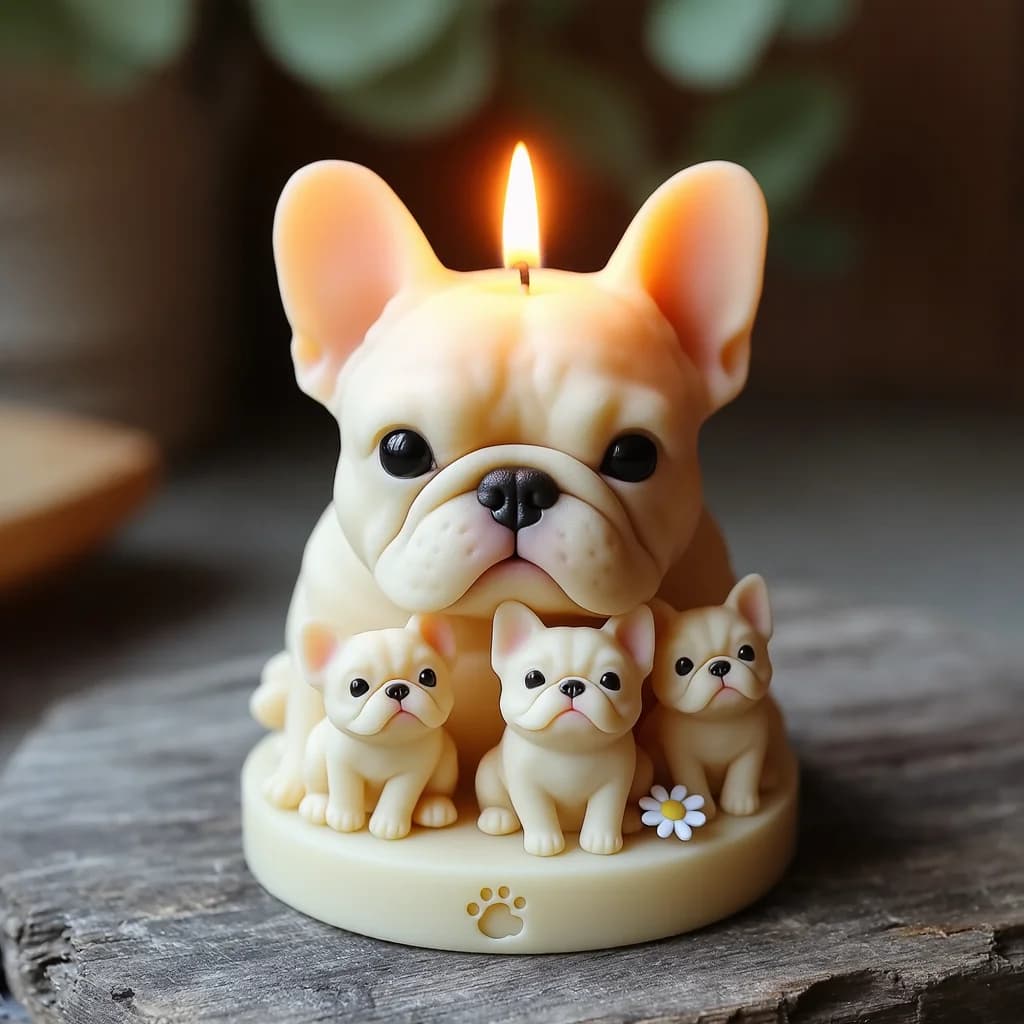 Stampo per candele in silicone 3D con stampa di zampa di cucciolo di bulldog francese, resistente alle alte temperature, facile da sformare, strumento fai da te
